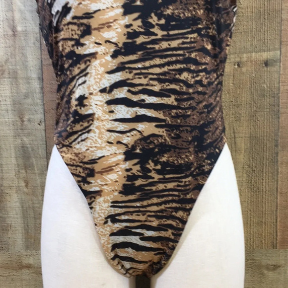 Lioness Swimsuit Womens XXL 12 Brown Black The Electra One‎ Piece Tiger Print - Picture 3 of 15